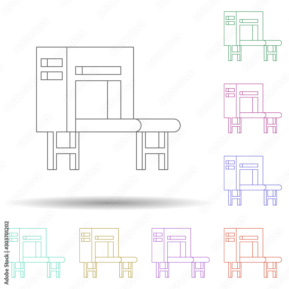 Poster colored conveyor multi color icon. simple thin line, outline vector of production icons for ui and u