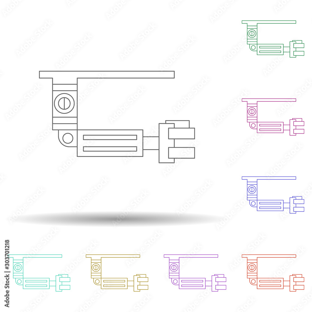 Aufkleber colored mechanical arm multi color icon. simple thin line, outline vector of production icons for ui