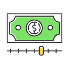 Cash advance green color icon. Increasing budget graph report. Budget growing. Finances managment. Smart investment with percentage gain. Economy, business. Isolated vector illustration