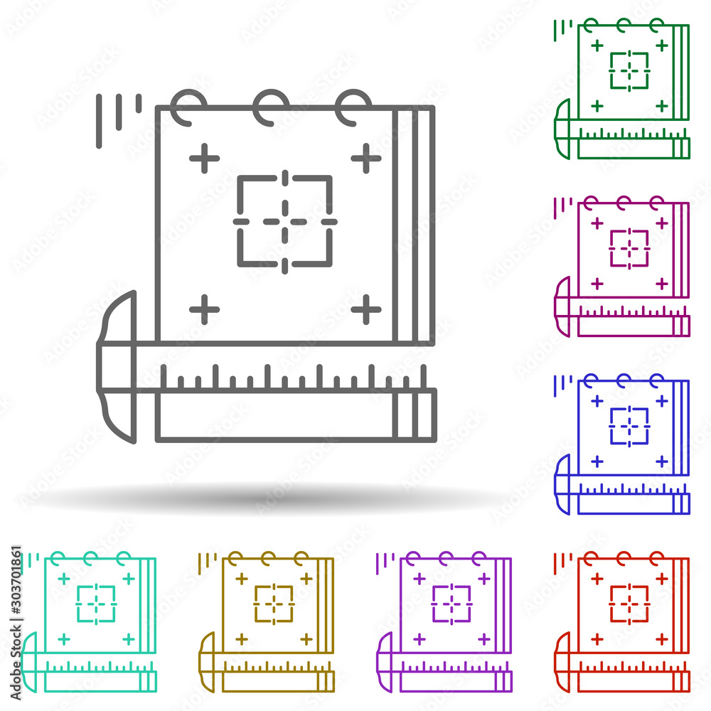 Poster mock-ups multi color icon. simple thin line, outline vector of web development icons for ui and ux, 