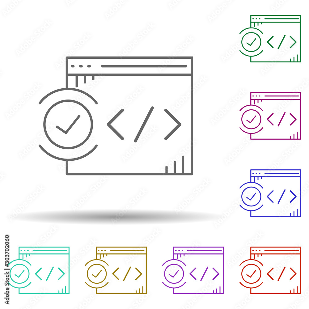 Poster web validation multi color icon. simple thin line, outline vector of web development icons for ui an