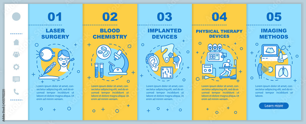 Aufkleber biomedical engineering onboarding mobile web pages vector template. laser surgery. responsive smartp