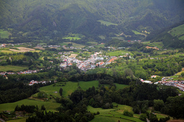 Fototapeta na wymiar The typical village of Furnas in Sao Miguel island