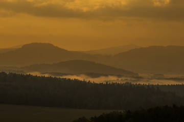 golden dawn in the mountains of the czech republic