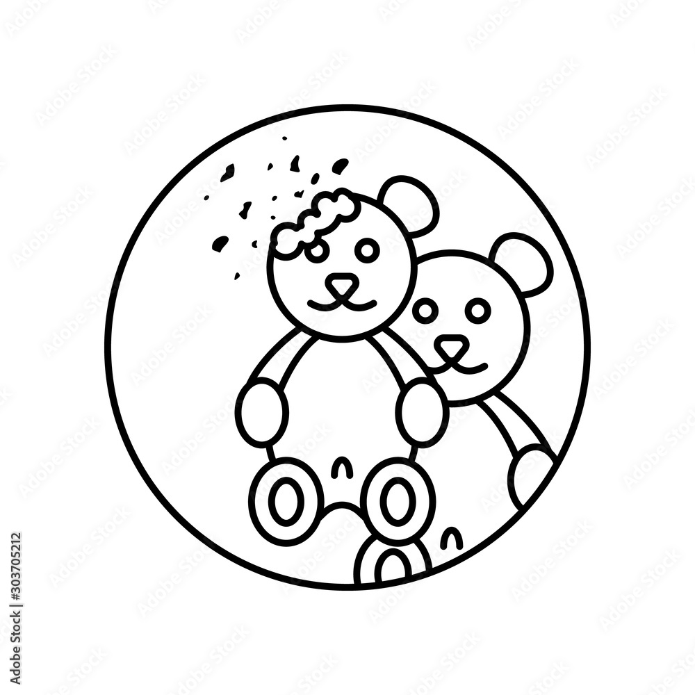 Poster bun bear filling crumbs food bakery in circle icon. simple line, outline vector of bakery icons for 