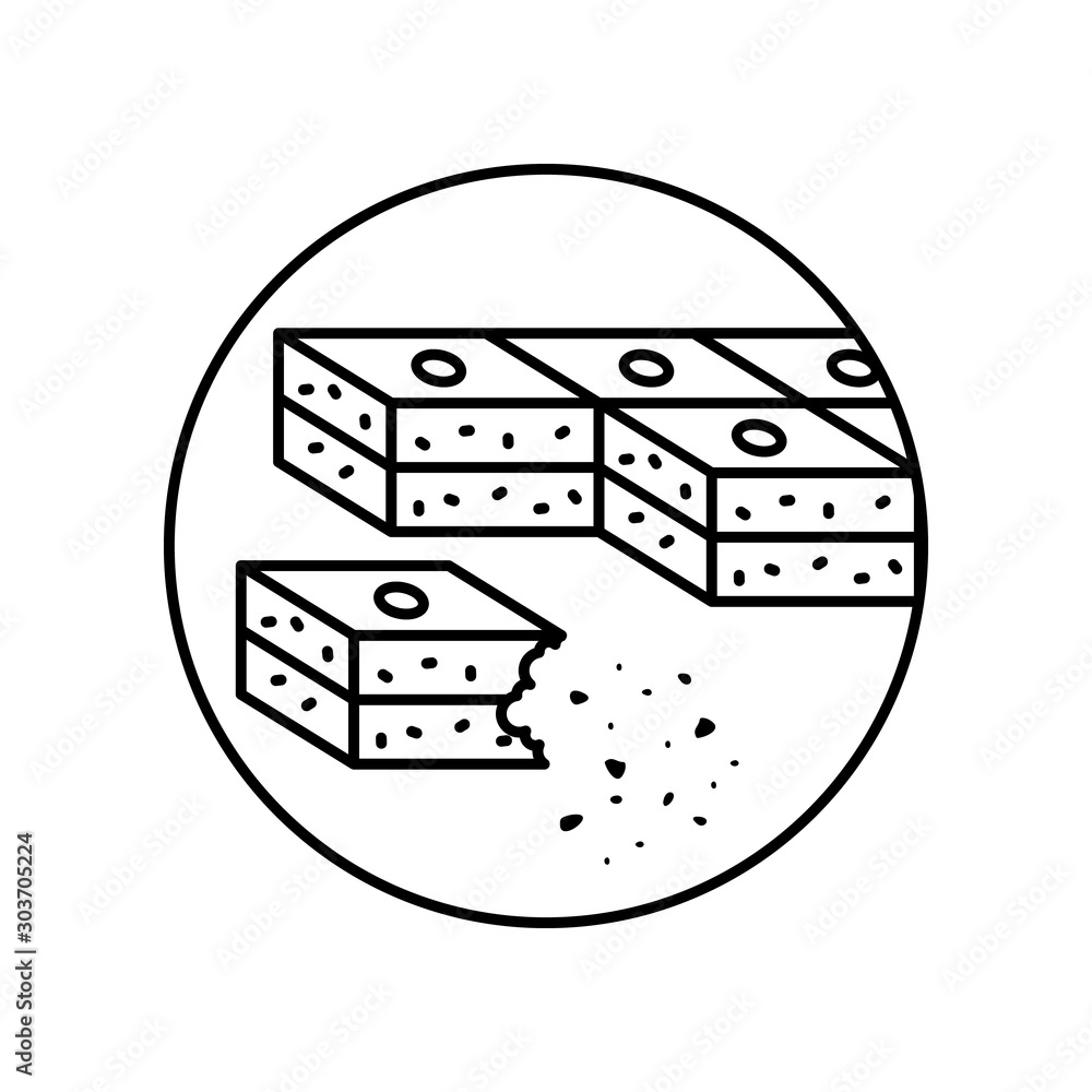 Aufkleber baklava nuts crumbs food bakery in circle icon. simple line, outline vector of bakery icons for ui a