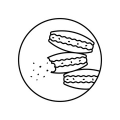 Macaroons crums cake food bakery in circle icon. Simple line, outline vector of bakery icons for ui and ux, website or mobile application