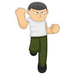 man clenches his fist vector cartoon