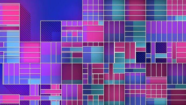 Abstract flat movement of cargo containers. Modern geometric composition for decoration design. Multi colored presentation template. Digital seamless loop animation. 3d rendering. 4K, UHD resolution
