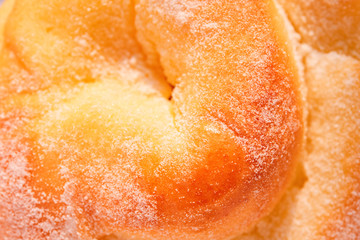 top view bread in a sunny morning close up