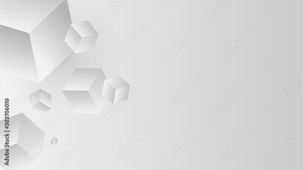 Poster vector abstract geometric shape from gray cubes. white squares