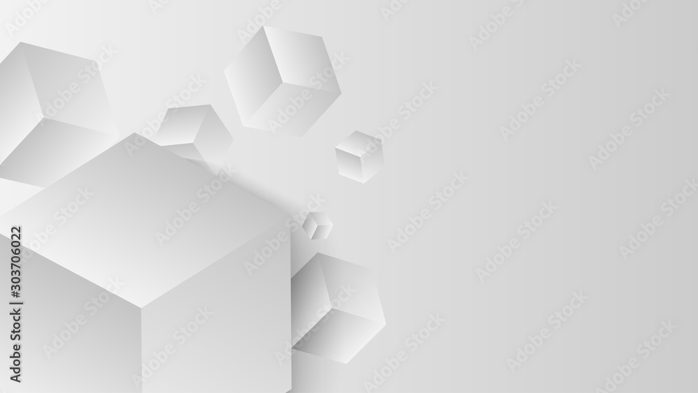 Poster vector abstract geometric shape from gray cubes. white squares
