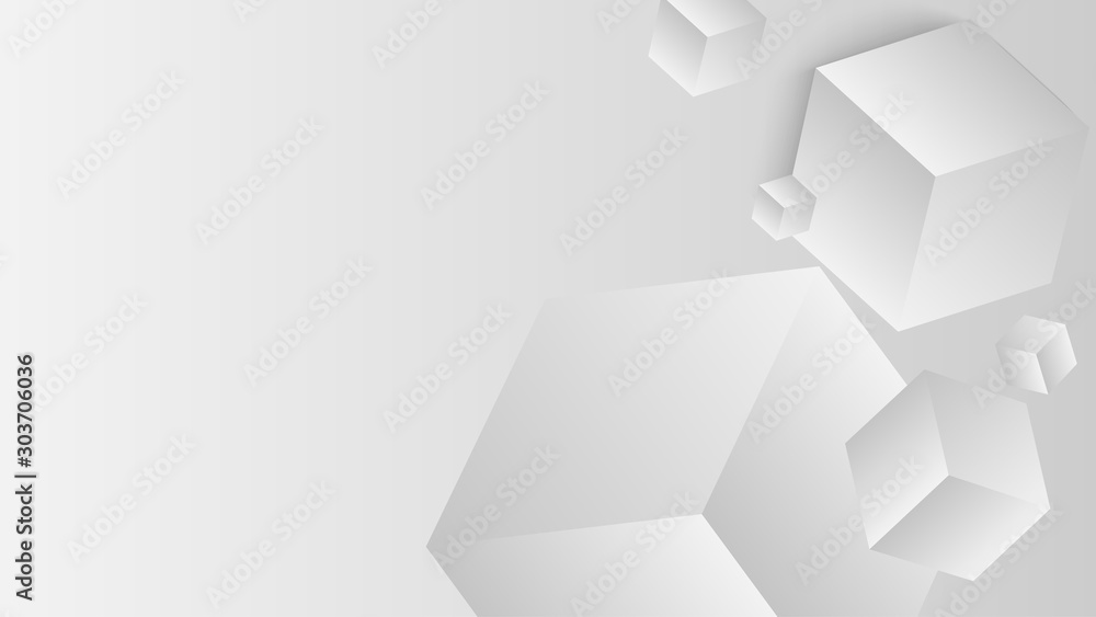 Poster vector abstract geometric shape from gray cubes. white squares