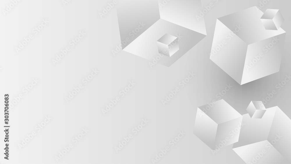 Poster vector abstract geometric shape from gray cubes. white squares