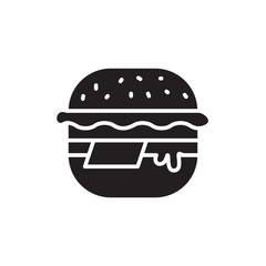 flat black glyph hamburger icon. Logo element illustration. hamburger design. vector eps 10 . hamburger concept. Can be used in web and mobile .