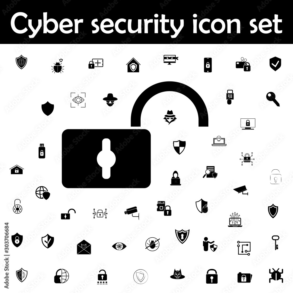 Poster open lock icon. cyber security icons universal set for web and mobile