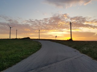 road in sunset