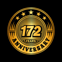 172 years anniversary celebration logo design. Vector and illustration.