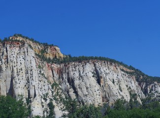 Cropped shot of white high cliff walls at Zion National Park, Utah