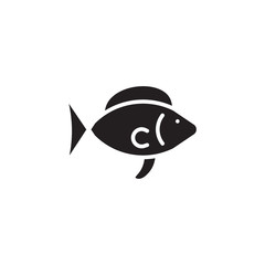 flat line fish icon. Logo element illustration. fish design. vector eps 10 . fish concept. Can be used in web and mobile .
