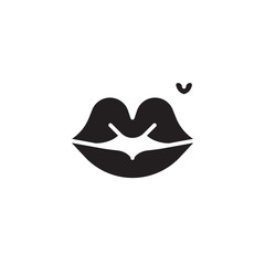 flat black glyph kiss icon. Logo element illustration. kiss design. vector eps 10 . kiss concept. Can be used in web and mobile .