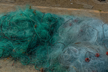 fishing nets in port