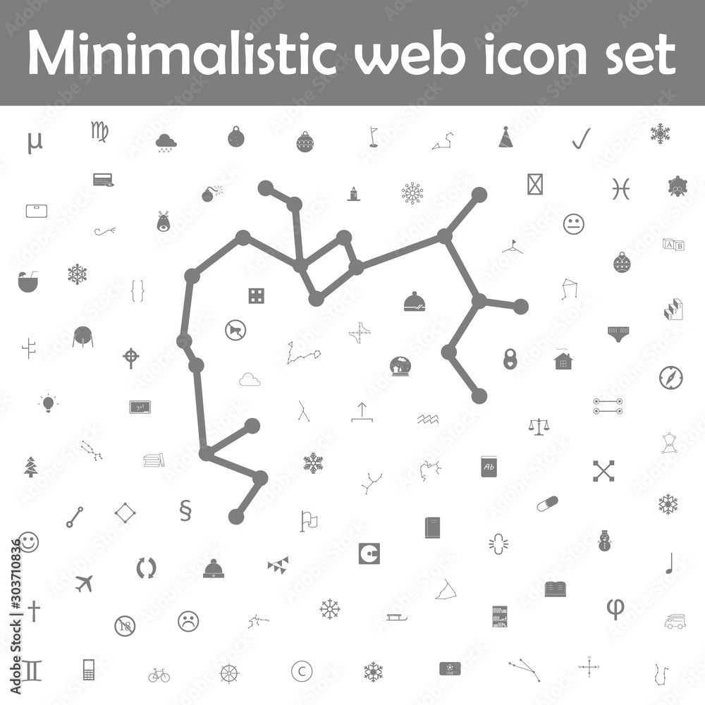 Poster constellation and part of zodiacal system canser sagittarius icon. web, minimalistic icons universal