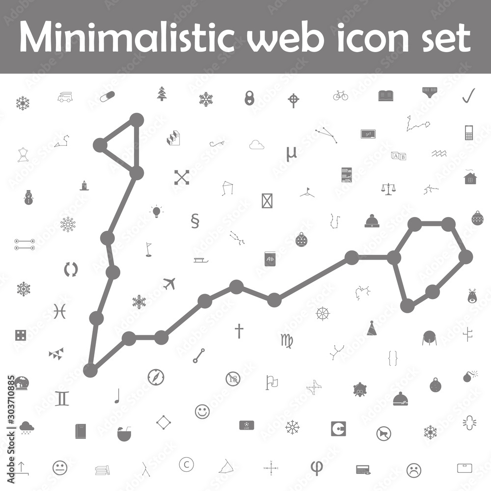 Poster constellation and part of zodiacal system canser pisces icon. web, minimalistic icons universal set 
