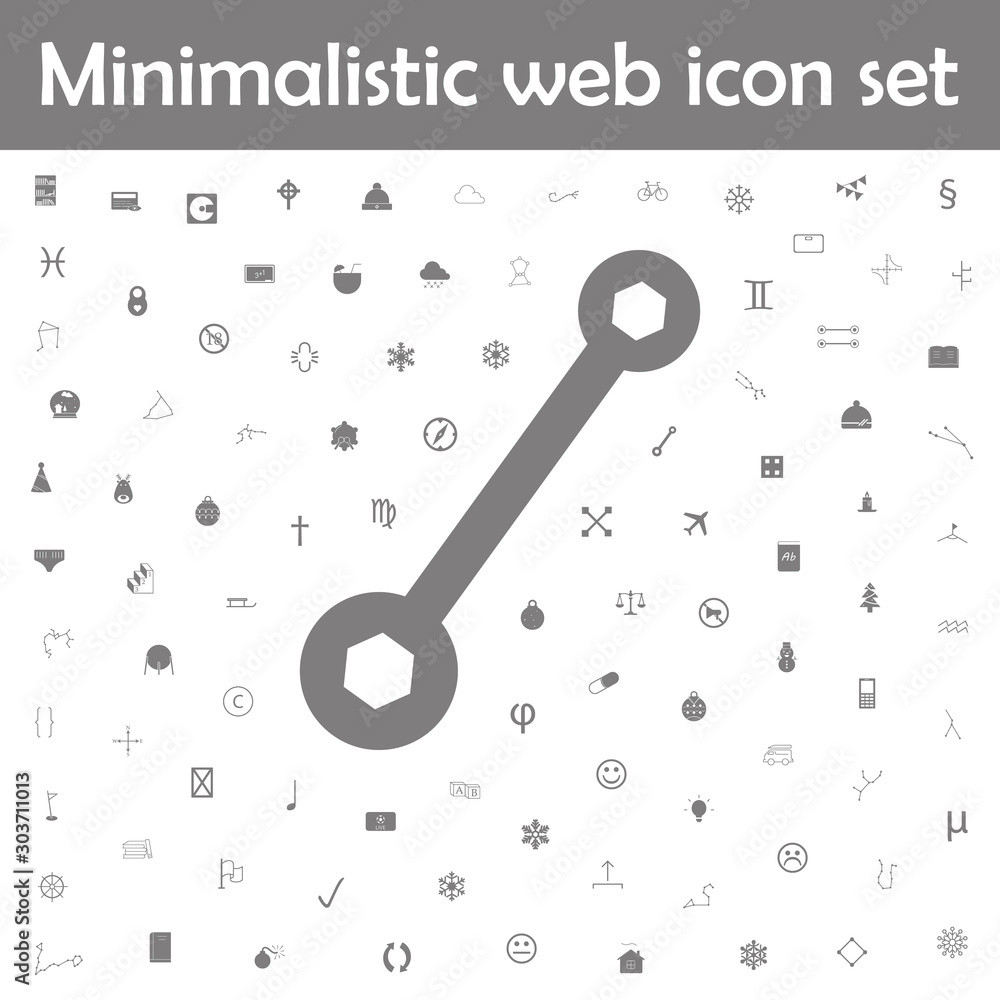 Poster hand draw wrench icon. web, minimalistic icons universal set for web and mobile