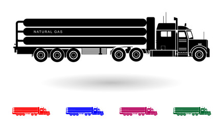 Detailed multi color natural gas transport truck illustration