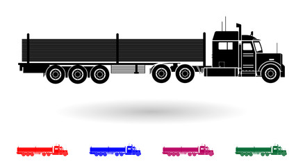 Detailed multi color tube transporting truck illustration