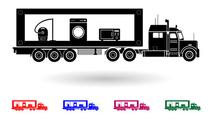 Detailed multi color home electronics transporting truck illustration