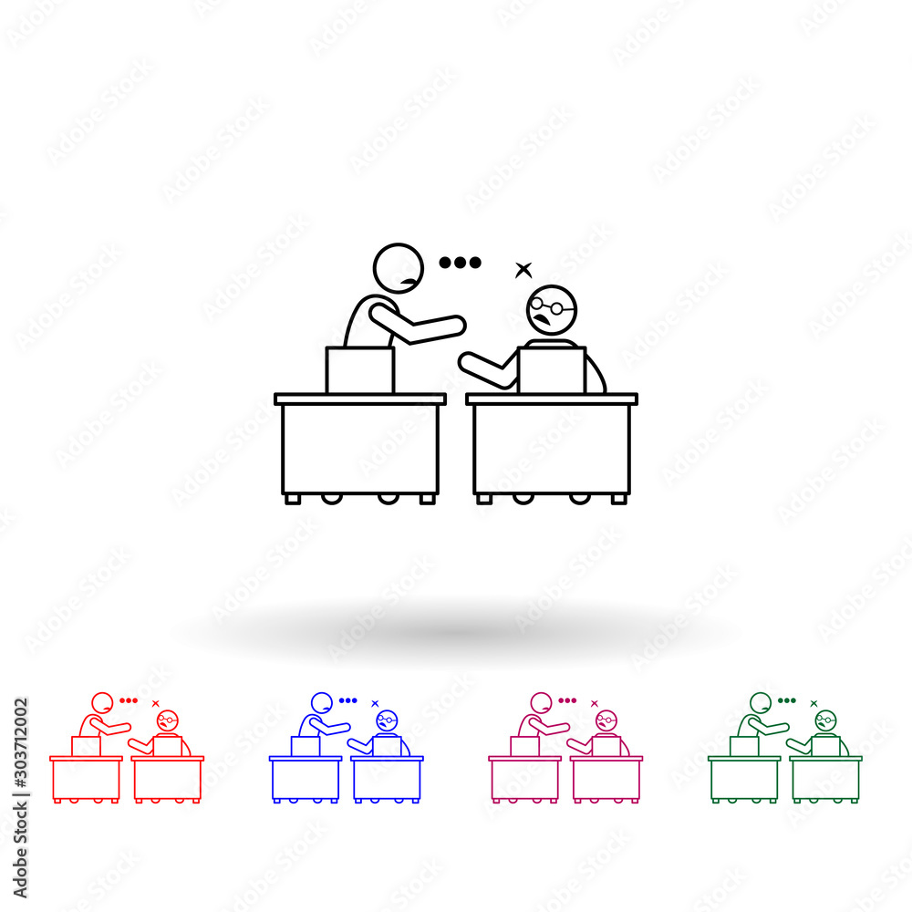 Poster disagree on work multi color icon. simple thin line, outline vector of colleague and business partne