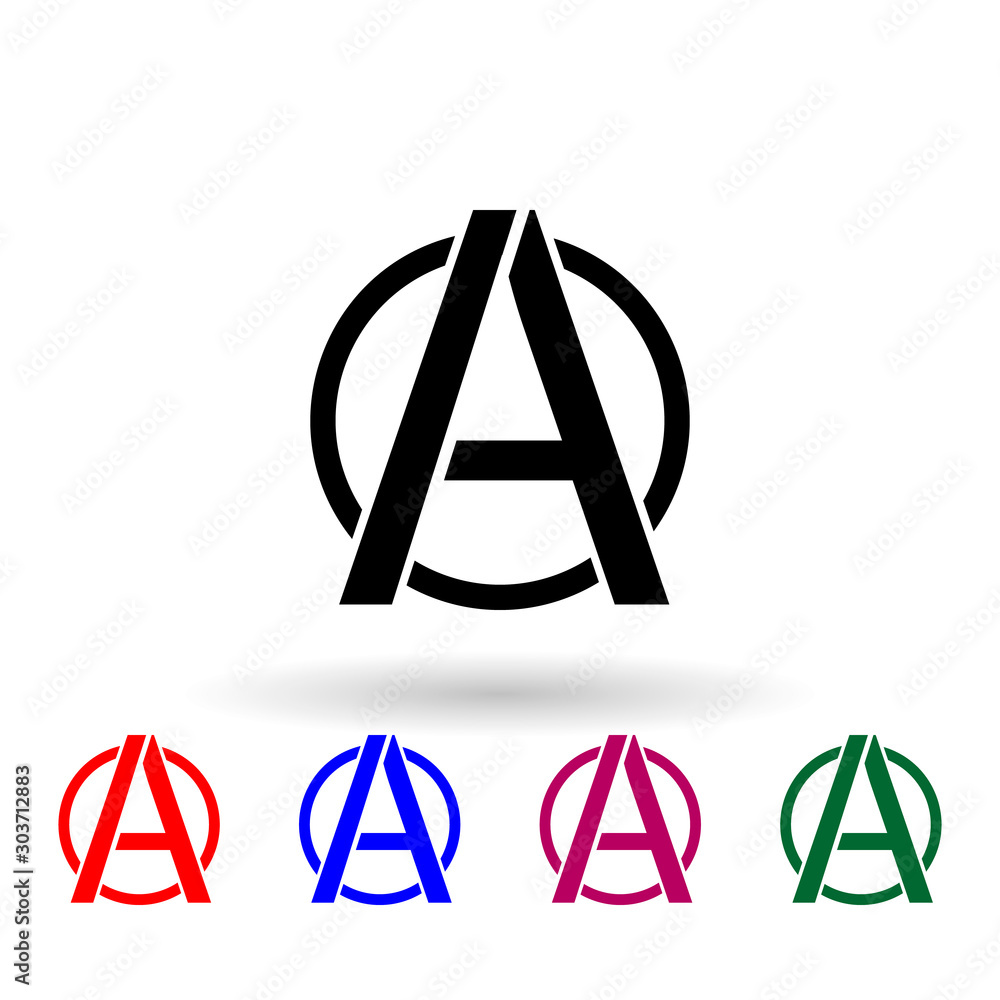 Poster a sign of anarchy multi color icon. simple glyph, flat vector of communism capitalism icons for ui a