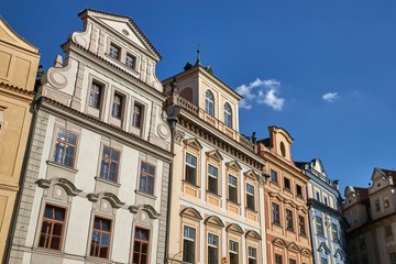 Fototapeta na wymiar Buildings in an urban street of Prague