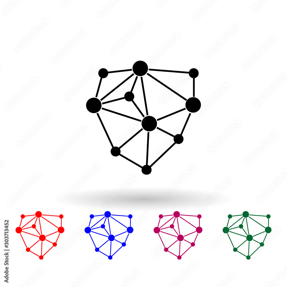 Poster abstract connection points and lines multi color icon. simple glyph, flat vector of cryptocurrency i