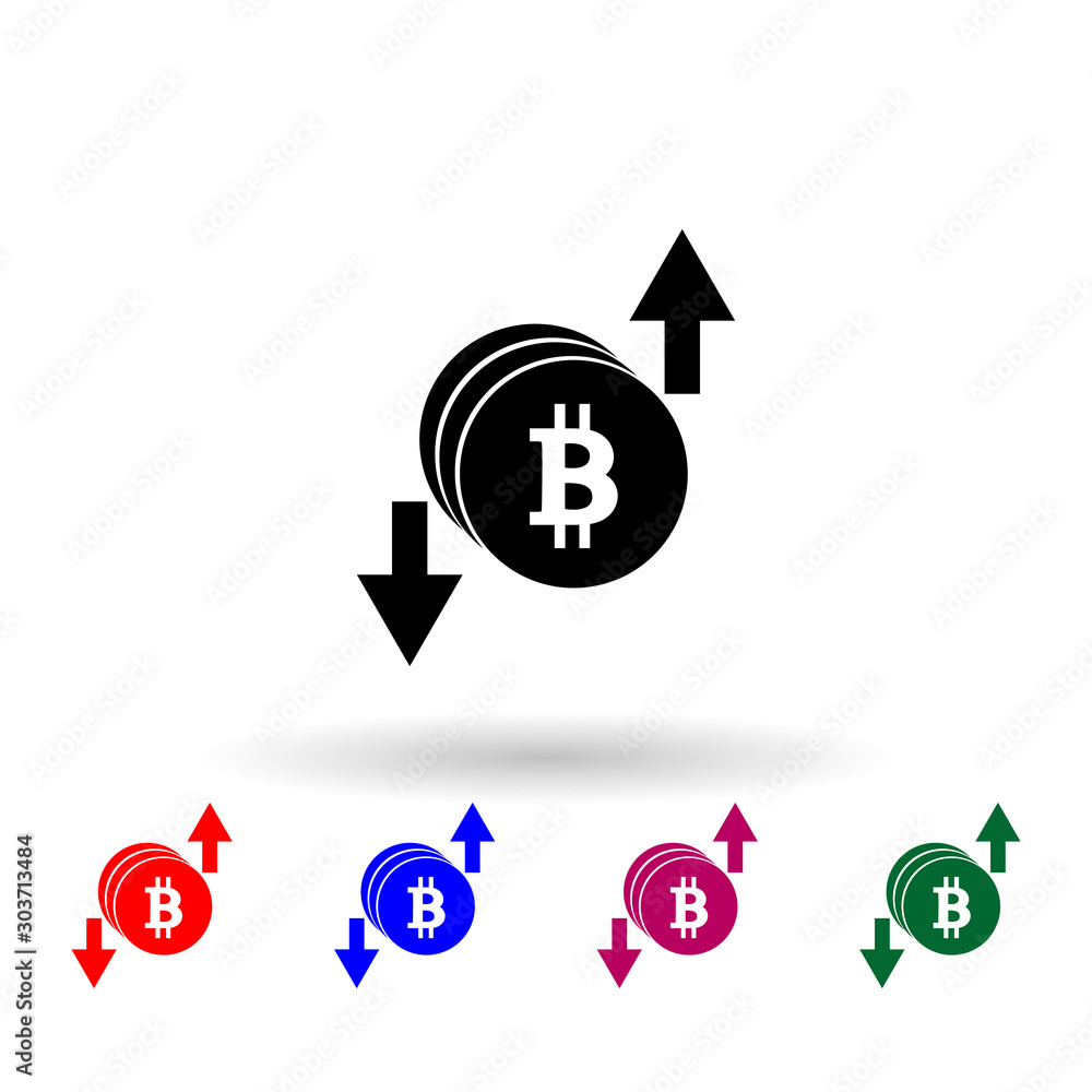 Aufkleber bitcoin growth, increase and down multi color icon. simple glyph, flat vector of cryptocurrency icon