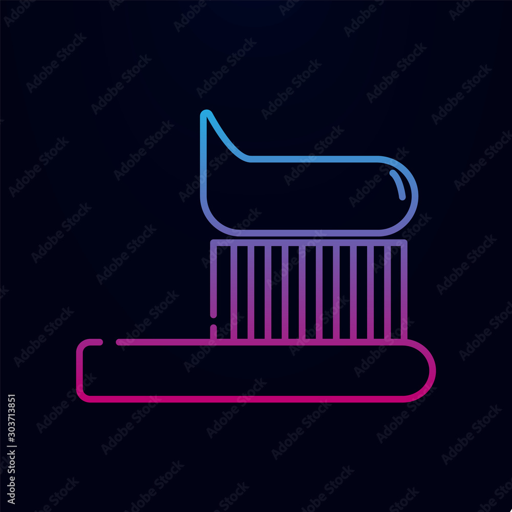 Poster toothbrush tooth brush with toothpaste line art nolan icon. simple thin line, outline vector of dant