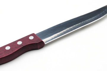 Knife with a wooden handle on a white background