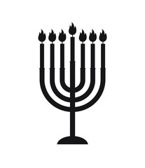 Vector flat black Hanukah candles silhouette icon isolated on white background