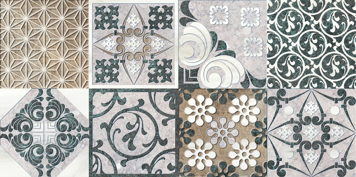 Digital tiles design. Colorful ceramic wall tiles decoration