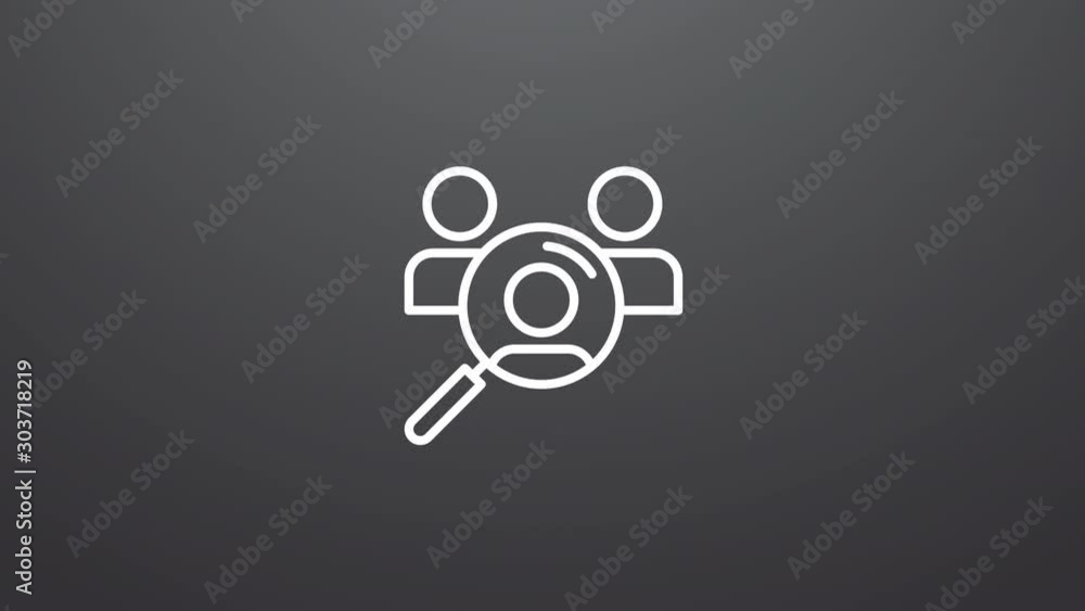 Poster 4k animation of team recruting icon. particles animate symbol in composition and explosion. two back