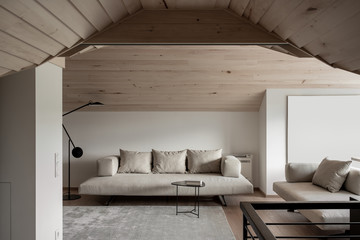 Private home interior in soft loft style.