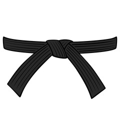 Black Belt - A cartoon illustration of a Karate Black Belt. - 303719497