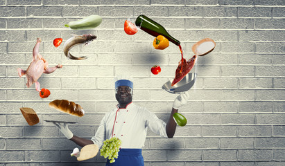 He is super chef . Mixed media