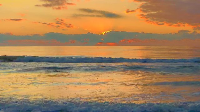 Beautiful Evening Ocean Waves Sunset Sea Beach