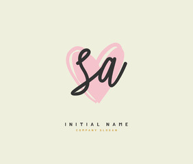 S A SA Beauty vector initial logo, handwriting logo of initial signature, wedding, fashion, jewerly, boutique, floral and botanical with creative template for any company or business.