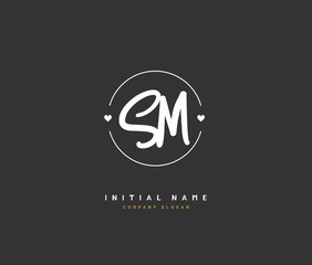 S M SM Beauty vector initial logo, handwriting logo of initial signature, wedding, fashion, jewerly, boutique, floral and botanical with creative template for any company or business.