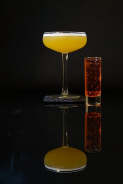 Cocktail on glass table