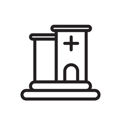 flat line hospital building icon. Logo element illustration. hospital building design. vector eps 10 . hospital building concept. Can be used in web and mobile . trendy simple style. 